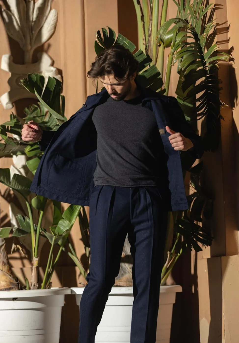 Navy Vibe suit worn open